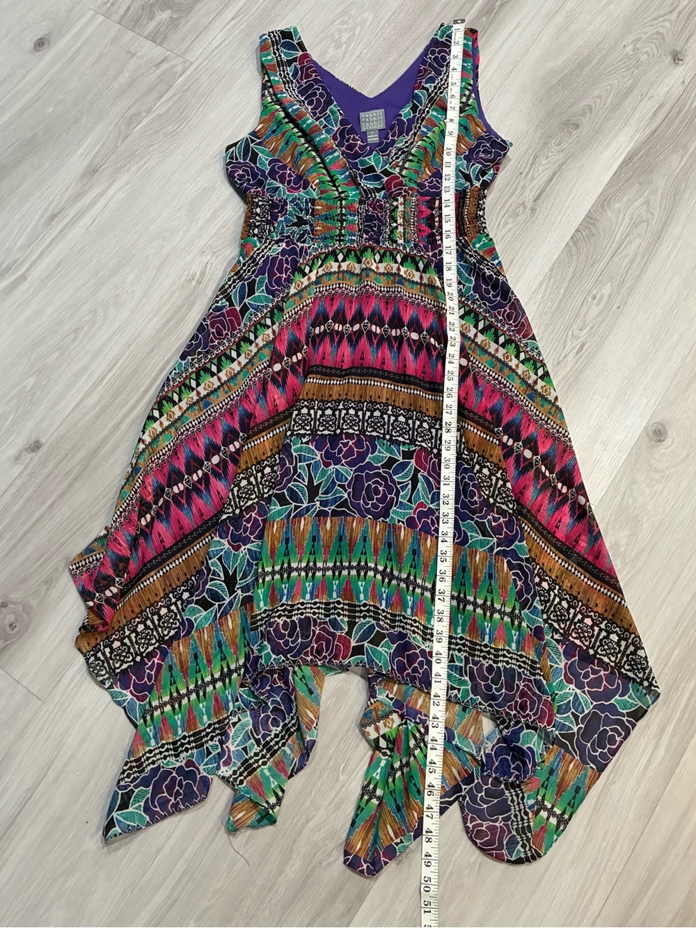 Rabbit Rabbit Rabbit Multicolor V-Neck Handkerchief-Hem Tunic - Picture 7 of 7